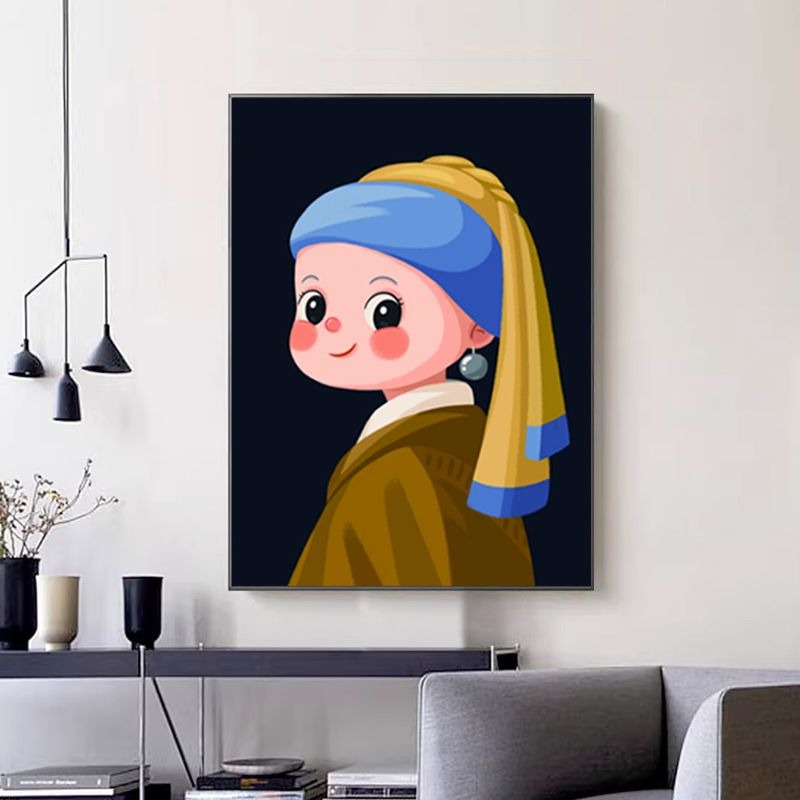 戴珍珠耳环的少女十字绣2025新款线绣客厅自己绣简单卡通人物满绣