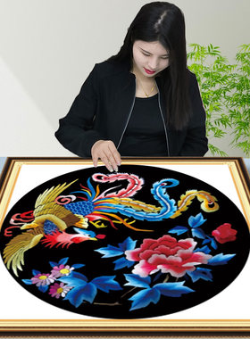 小娥姐姐现代客厅凤穿牡丹十字绣