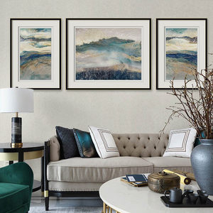 欧美原版艺术抽象客厅装饰画\玄关背景墙大气实木框画 蓝色多瑙河