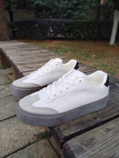 瑕疵Rockfish厚底皮面增高3.5㎝女士休闲板鞋德训鞋