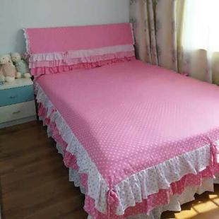 床罩单件纯棉全棉单人双人床裙床头防尘罩床笠水玉粉色定制