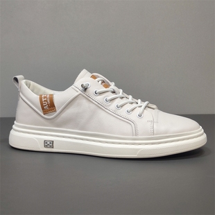 舒适透气休闲板鞋 捡漏牛货 撤柜真皮小白鞋 新款 外贸出口尾货男鞋