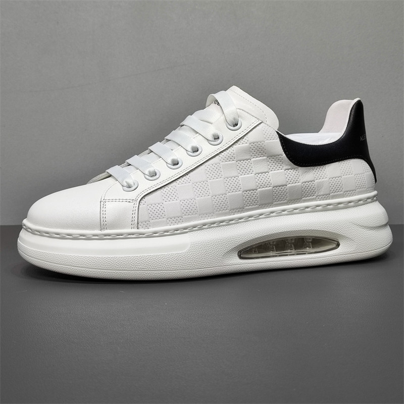 厚底头层牛皮透气小白鞋男