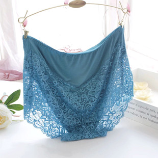 125 加肥高腰胖mm平角包臀无痕性感蕾丝莫代尔 200斤女内裤 加大码