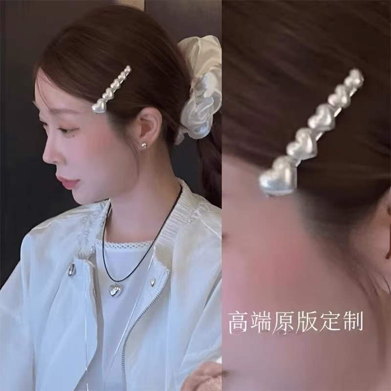 韩国东大门earlobe欧尼同款不规则银色爱心刘海发夹女百搭侧边夹