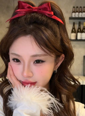 红绒绮梦～新年红色亮面立体公主蝴蝶结发夹甜美可爱节日头饰女