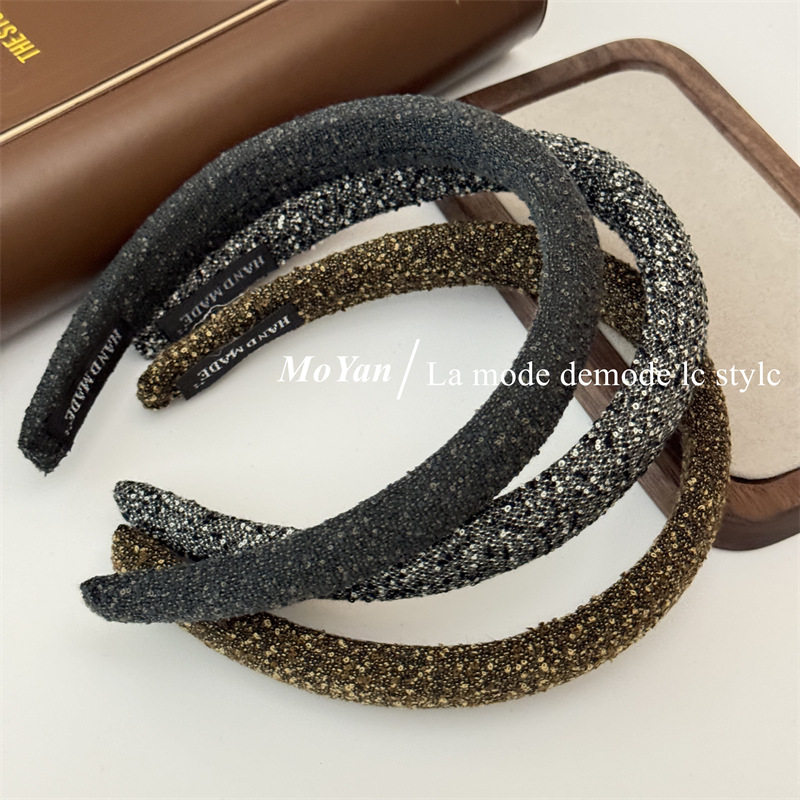 复古编织细款海绵发箍女高级感外出压发卡小众气质百搭高颅顶头箍