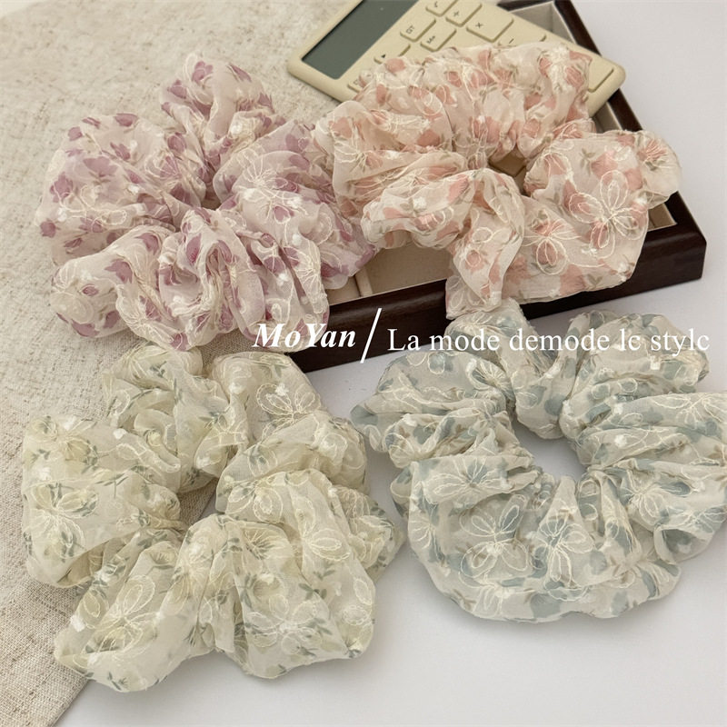 森系仙美刺绣印花网纱大肠发圈女2026新款高级感头绳复古发绳头花,饰品/流行首饰/时尚饰品新,发饰,淘宝优惠券,粉丝福利购,淘宝优惠卷