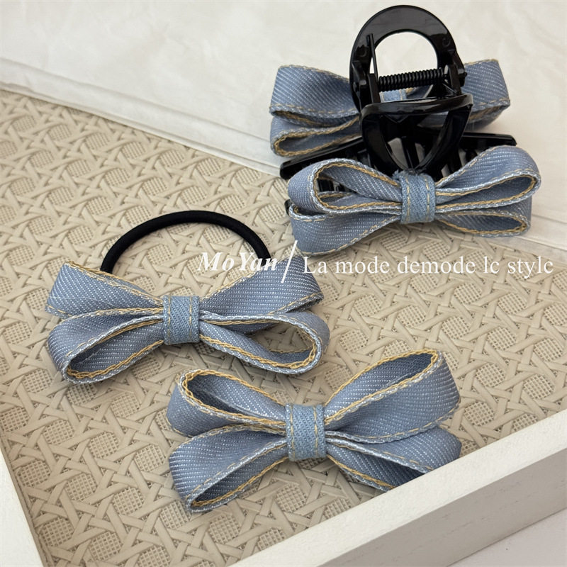 韩版牛仔布艺蝴蝶结发夹网红复古盘发抓夹马尾夹气质百搭头绳鸭夹,饰品/流行首饰/时尚饰品新,发饰,淘宝优惠券,粉丝福利购,淘宝优惠卷