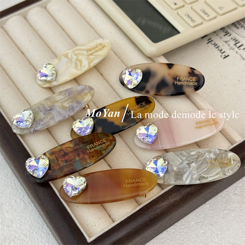 韩版爱心水晶发夹醋酸椭圆刘海夹子网红前额碎发夹高级感气质发卡,饰品/流行首饰/时尚饰品新,发饰,淘宝优惠券,粉丝福利购,淘宝优惠卷