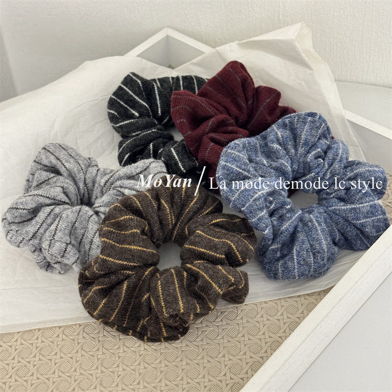 韩版简约条纹针织大肠发圈复古气质百搭毛线发绳高级感马尾头绳女,饰品/流行首饰/时尚饰品新,发饰,淘宝优惠券,粉丝福利购,淘宝优惠卷