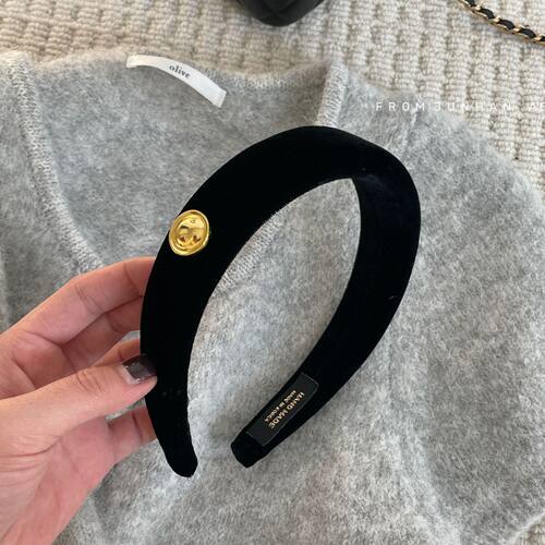Fever网红同款黑色金标丝绒发箍女高级感高颅顶头箍显瘦复古发卡