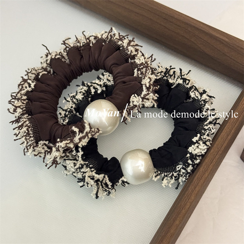 韩版小香风毛边珍珠发圈粗圆球皮筋女扎头高弹力黑色头绳不勒发绳,饰品/流行首饰/时尚饰品新,发饰,淘宝优惠券,粉丝福利购,淘宝优惠卷