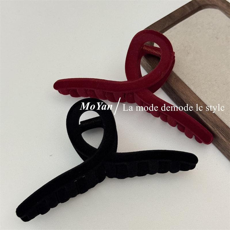 高级感植绒PC交叉抓夹女秋冬发夹后脑勺发卡韩版气质盘发鲨鱼夹子,饰品/流行首饰/时尚饰品新,发饰,淘宝优惠券,粉丝福利购,淘宝优惠卷