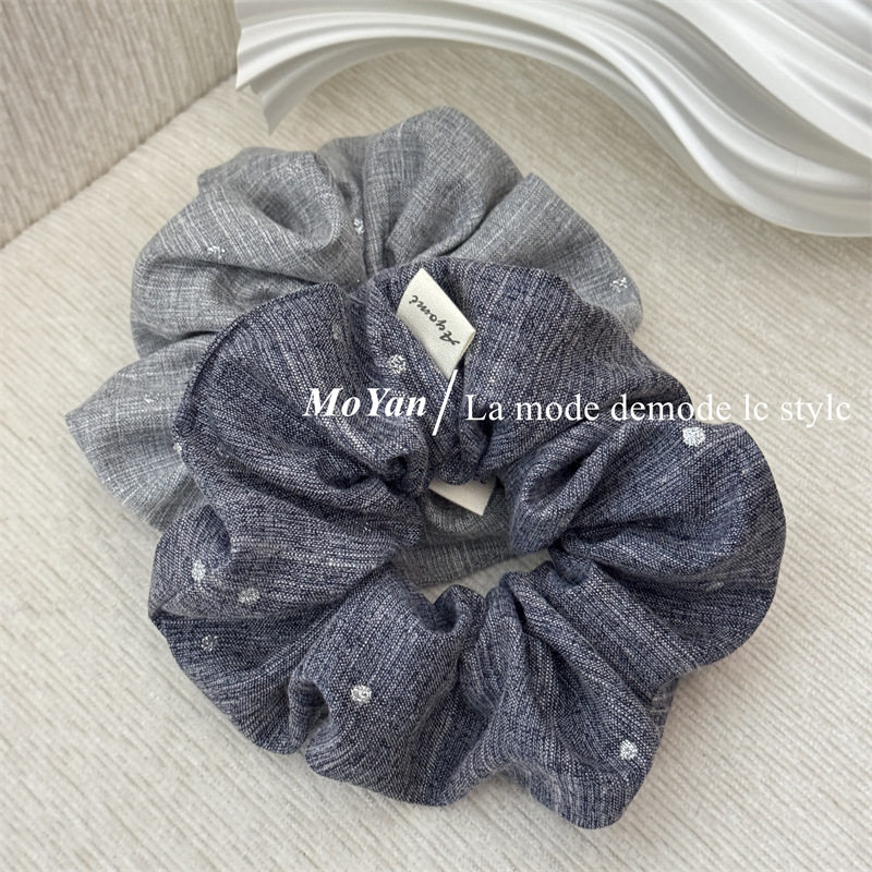 森系棉麻银色波点大肠发圈女高级感布艺气质头花百搭头绳马尾发绳,饰品/流行首饰/时尚饰品新,发饰,淘宝优惠券,粉丝福利购,淘宝优惠卷