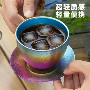 钛途TiTo纯钛双层200ml咖啡杯新品钛杯主人杯露营茶杯牛奶精致