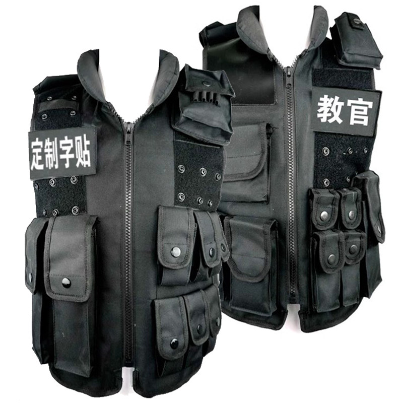 军迷户外CS野战门卫保安教官黑色战术背心钓鱼护甲作战马甲马夹
