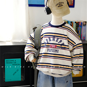 MILK KIDS.男童休闲条纹卫衣春秋新款 中大童潮牌上衣洋气品质潮