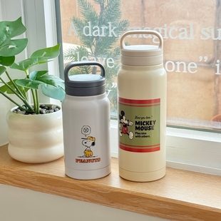 日本Skater保温杯学生儿童卡通男女便携运动带手提史努比水杯子