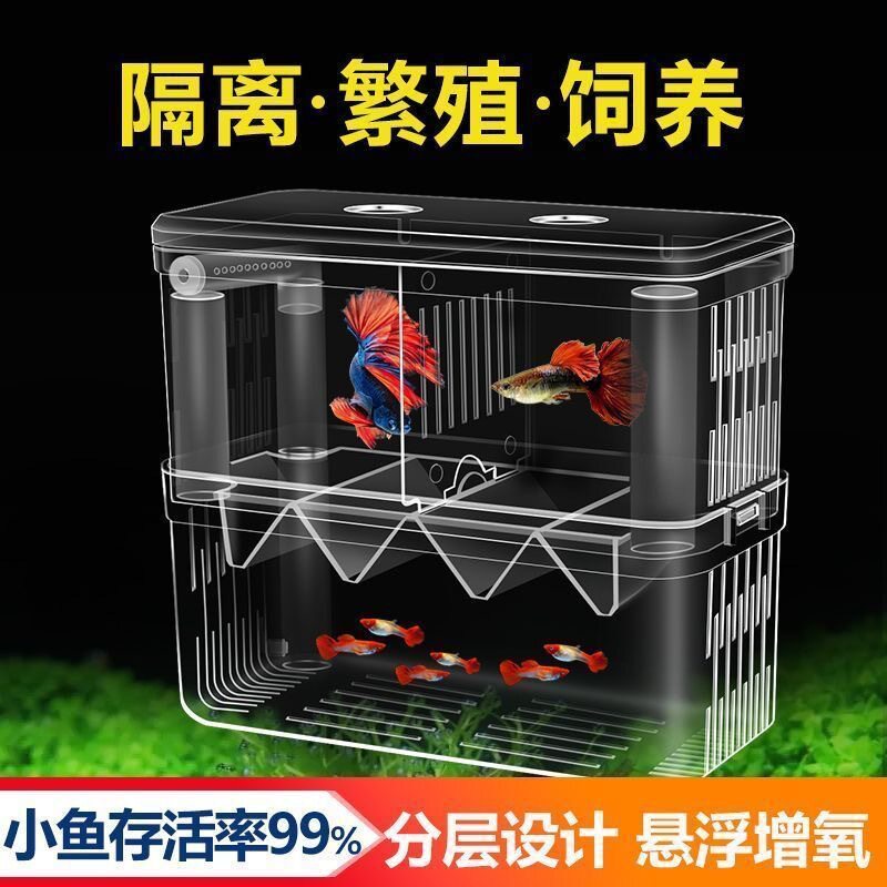 房盒热带鱼孔雀鱼大小号小鱼孵化盒繁殖鱼缸隔离产卵孵化器幼鱼