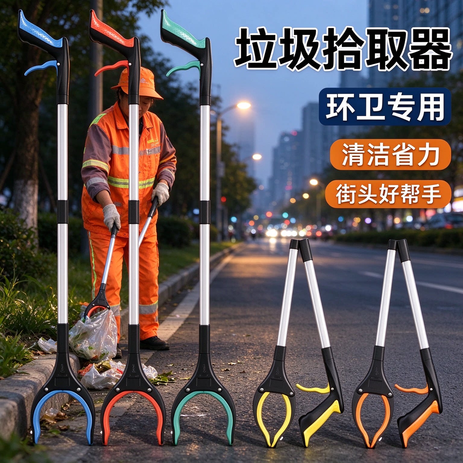 长柄垃圾夹捡物神器环卫垃圾拾取器免弯腰取物夹户外庭院清洁