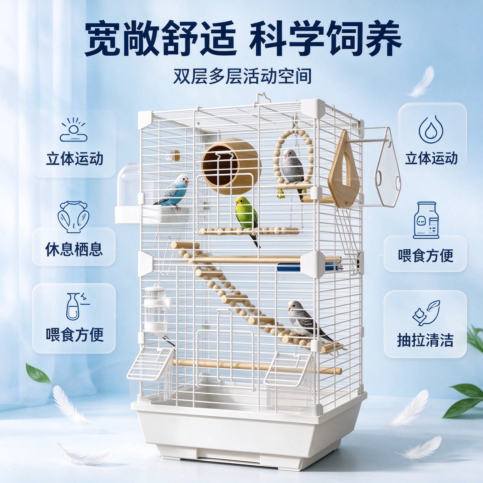 中小型鹦鹉生态别墅笼新型观景设计通风好虎皮玄凤牡丹文鸟笼子