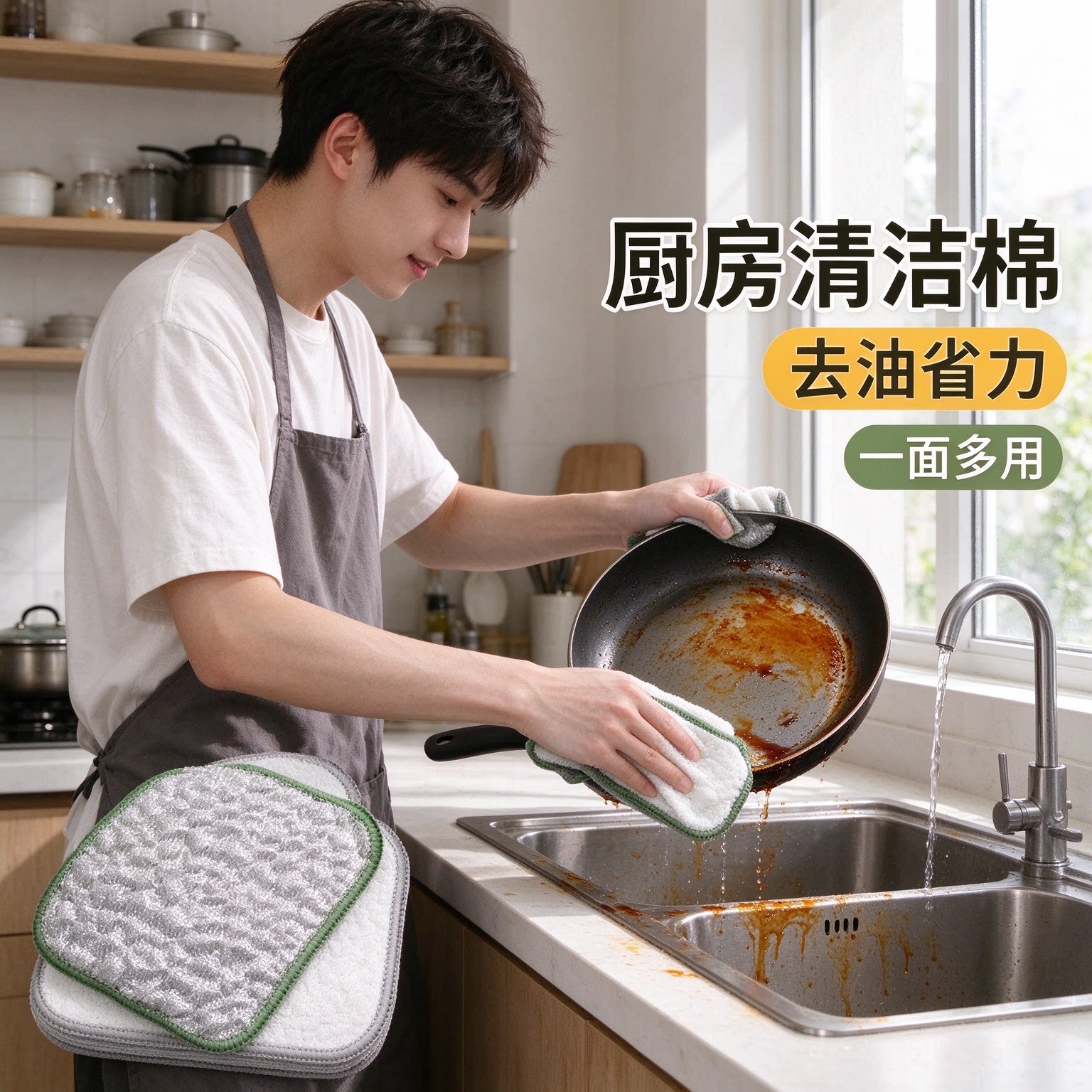 双面两用洗碗布家用厨房吸水抹布不沾油耐磨清洁布干湿两用不伤锅