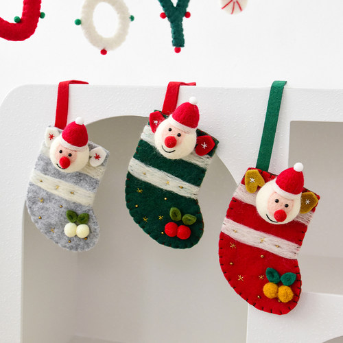 圣诞装饰针织圣诞袜圣诞树装饰毛线袜挂饰圣诞节场景布置道具