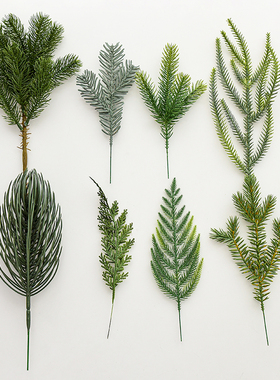 圣诞仿真绿植果枝插枝装饰绿色花艺插枝圣诞树花环假花装饰树枝