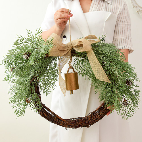 圣诞铃铛花环藤环圣诞家居门挂装饰圣诞橱窗商场连锁店布置