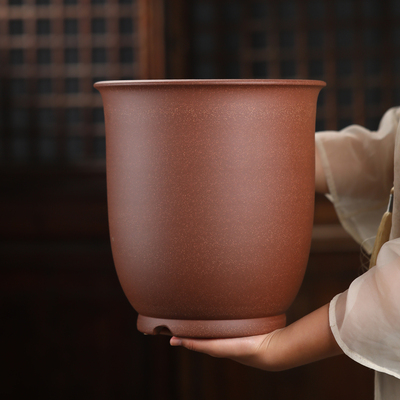 清香阁 朱永南全手工鱼子泥特大金钟紫砂花盆 程梅蕙兰墨兰古典花