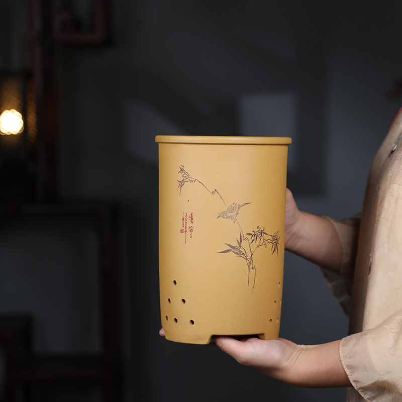 宜兴紫砂春兰建兰透气阳台盆栽