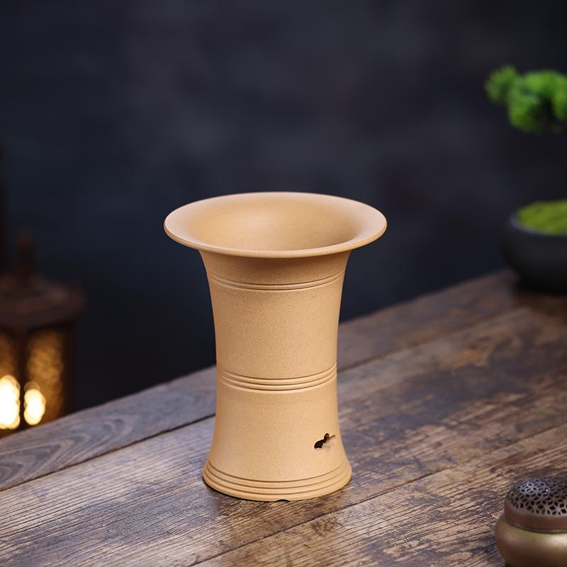 清香阁宜兴紫砂漂口春兰花盆潘涛正品全手工国兰桌面素雅古典花器