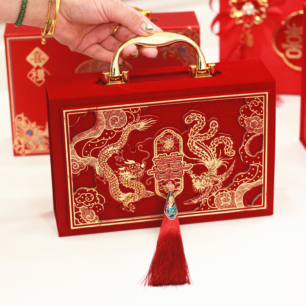 高档彩礼箱订婚送日子聘金盒礼金箱结婚装钱盒子20万现金盒大红包