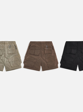 现货 2021 KITH Nylon Cargo Pocket Short 军事多袋短裤