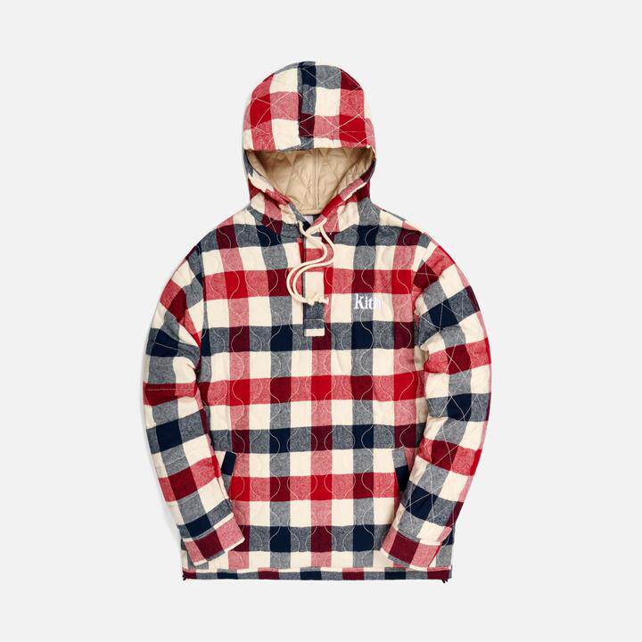 KITH WATTS FLANNEL QUILTED HOODIE法兰绒波浪绗缝连帽衫
