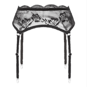 性感黑色蕾丝吊袜带长筒过膝超薄女生欧美丝袜防滑大码 袜夹腰封女