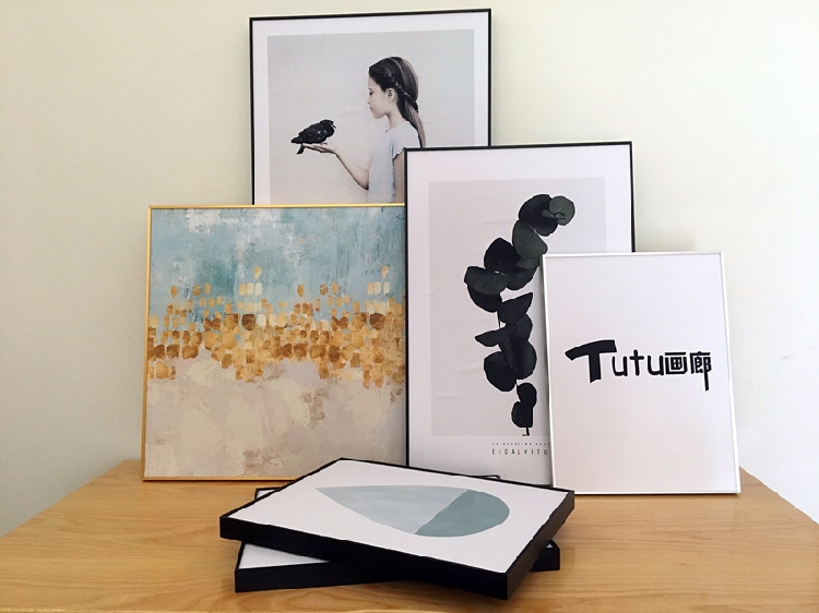 Tutu画廊 定做铝合金画框相框北欧风装饰画5mm细窄边框 金银黑色
