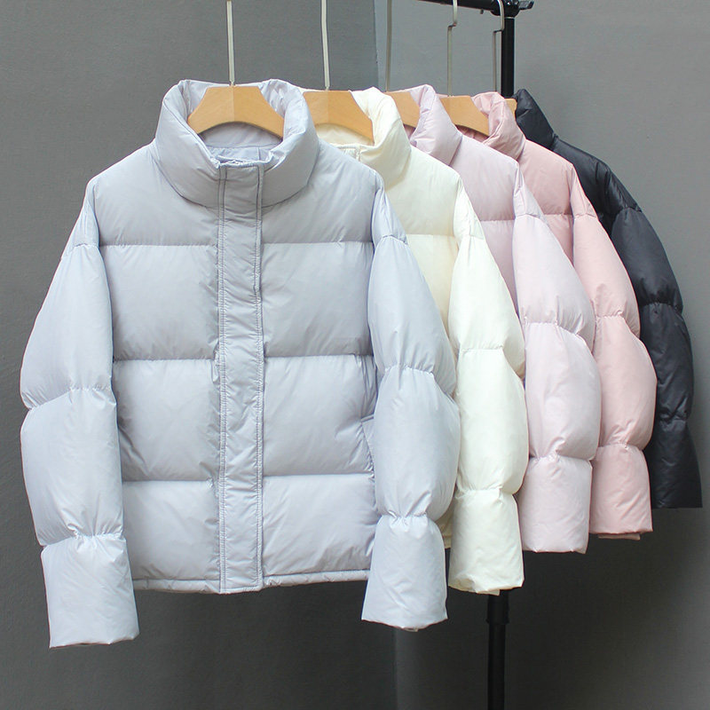 短款羽绒服女2025新款冬季95白鸭绒加厚黑色立领小个子面包服外套