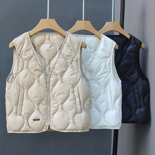 轻薄款 背心 大V领羽绒服马甲内胆配大衣伴侣叠穿内搭打底无领短款