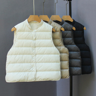 保暖90白鸭绒背心马夹 时尚 轻薄羽绒马甲女2025年秋冬新款 立领无袖