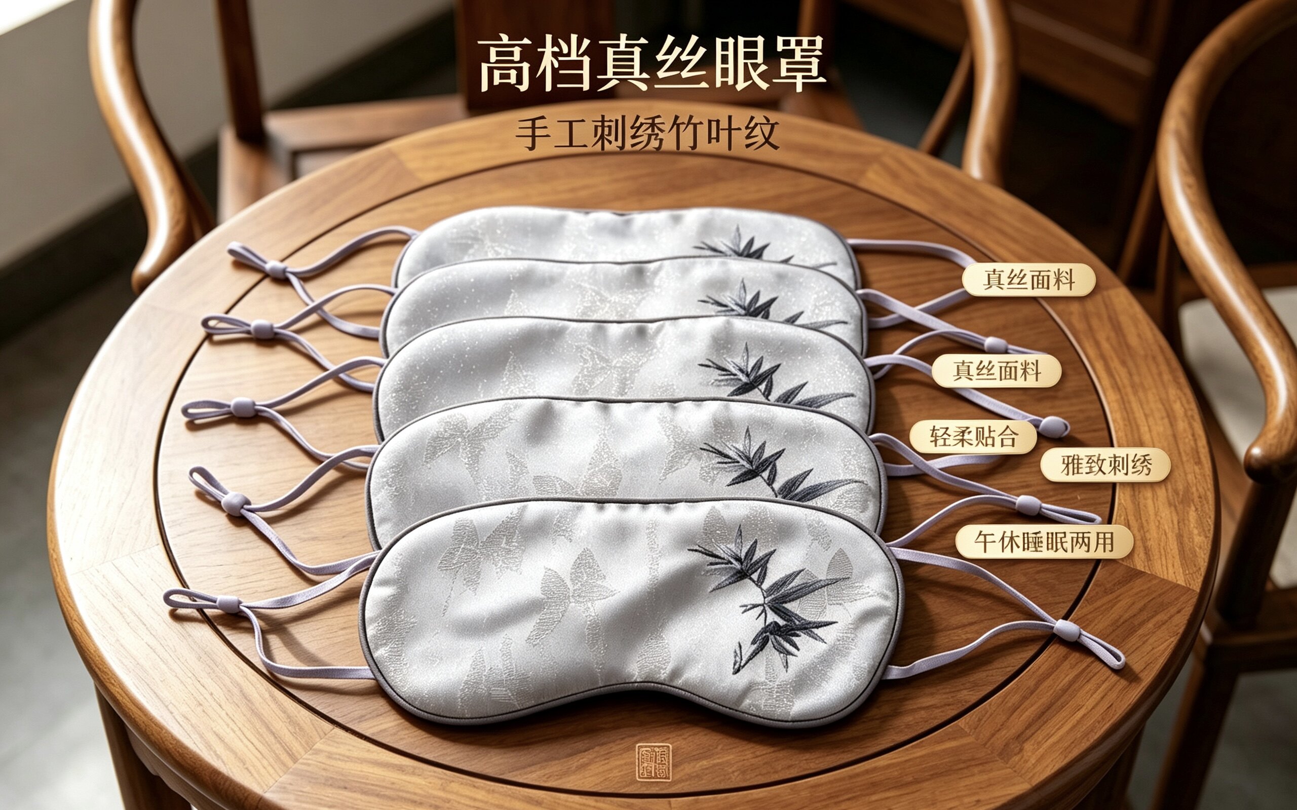 龚美红非遗苏绣正绢真丝眼罩手工刺绣遮光助眠桑蚕丝透气睡眠护眼