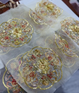 苏绣半成品老绣片圆贴片手工diy绣花布片国风衣服布贴花刺绣辅料