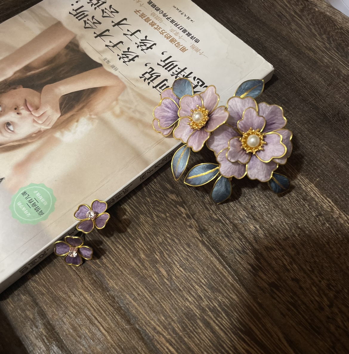 真丝纯手工绒花发夹国风耳环女新款新中式高级925银针耳坠耳饰品