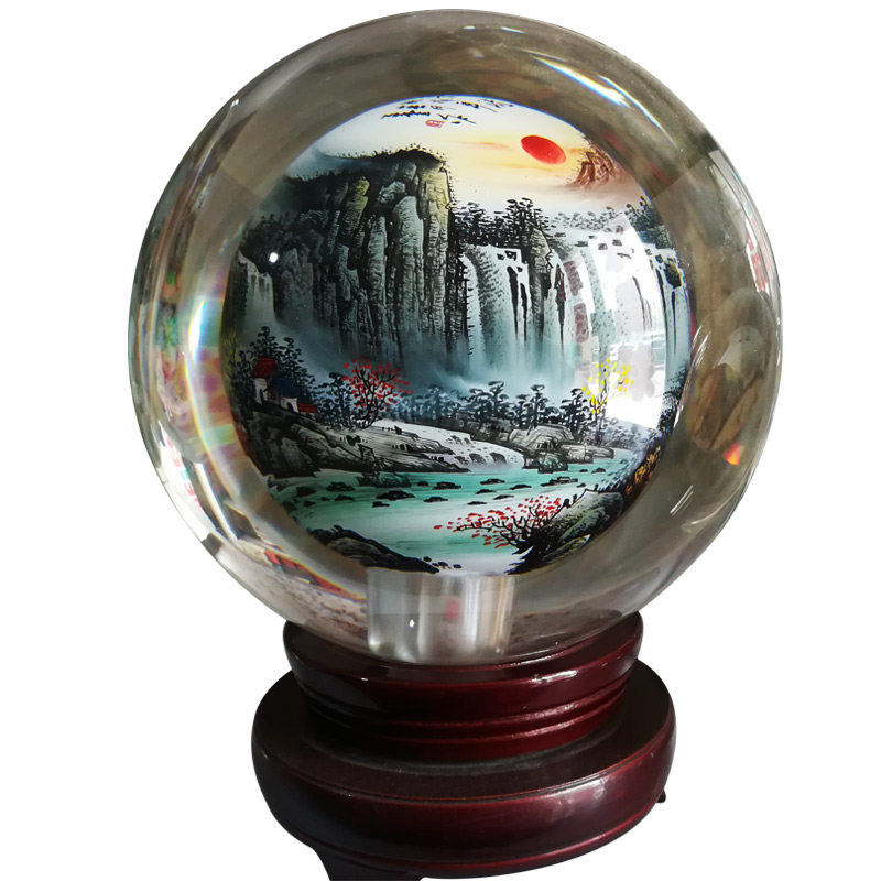酒柜家居饰品客厅办公室桌电视柜内画水晶球送礼风水招财摆件