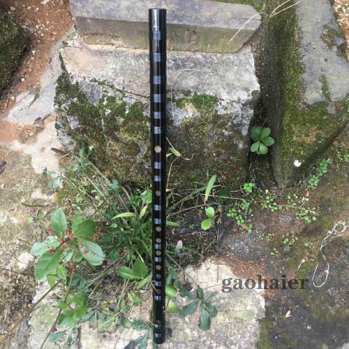 乐器两头镶黑骨横笛笛黑色竹笛
