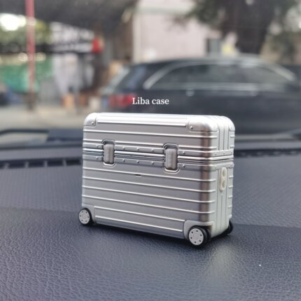 创意银色行李箱适用AirPods保护套新款iPod苹果耳机套电镀2代无线蓝牙盒3代airpodspro2代小众防摔硅胶保护壳