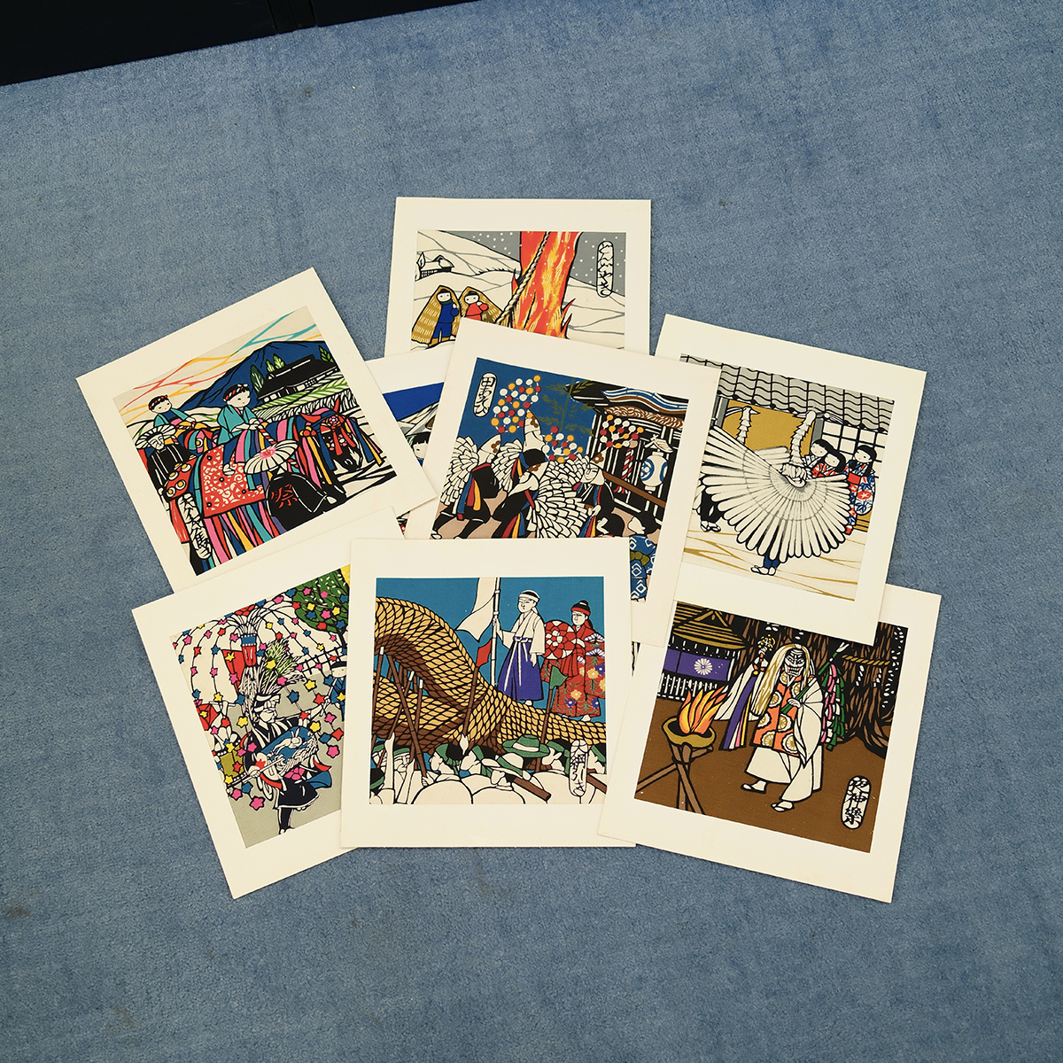 双子商店 孤品中古日本制手工布染工艺彩色手绘传统工艺装饰画