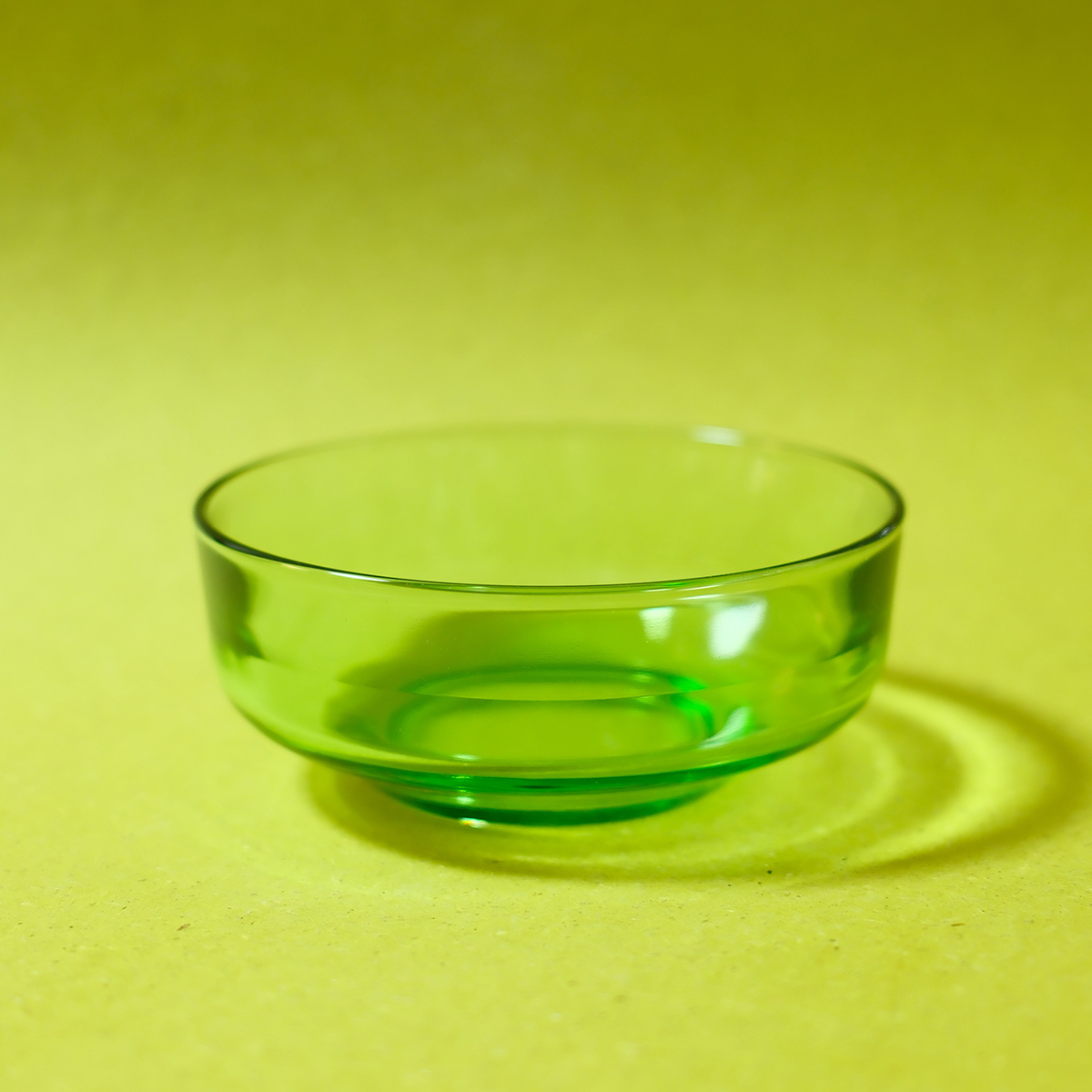 双子商店 中古日本制vintage手作绿玻璃圆形果盘 盛钵