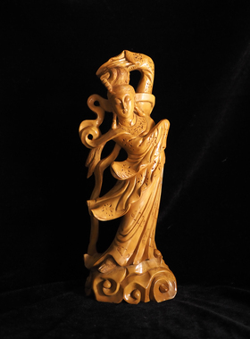 孤品中古木雕摆件实木仙女摆件